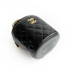 Chanel Vanity Case Round Bag in Quilted Patent Leather